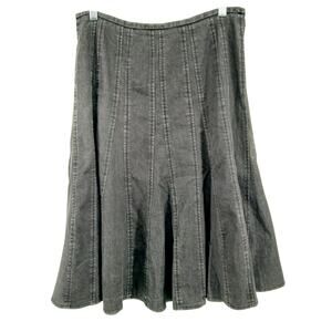 Larry Levine Black Acid Wash Midi Jean Skirt Size 10 Y2K Boho Western Goth Edgy